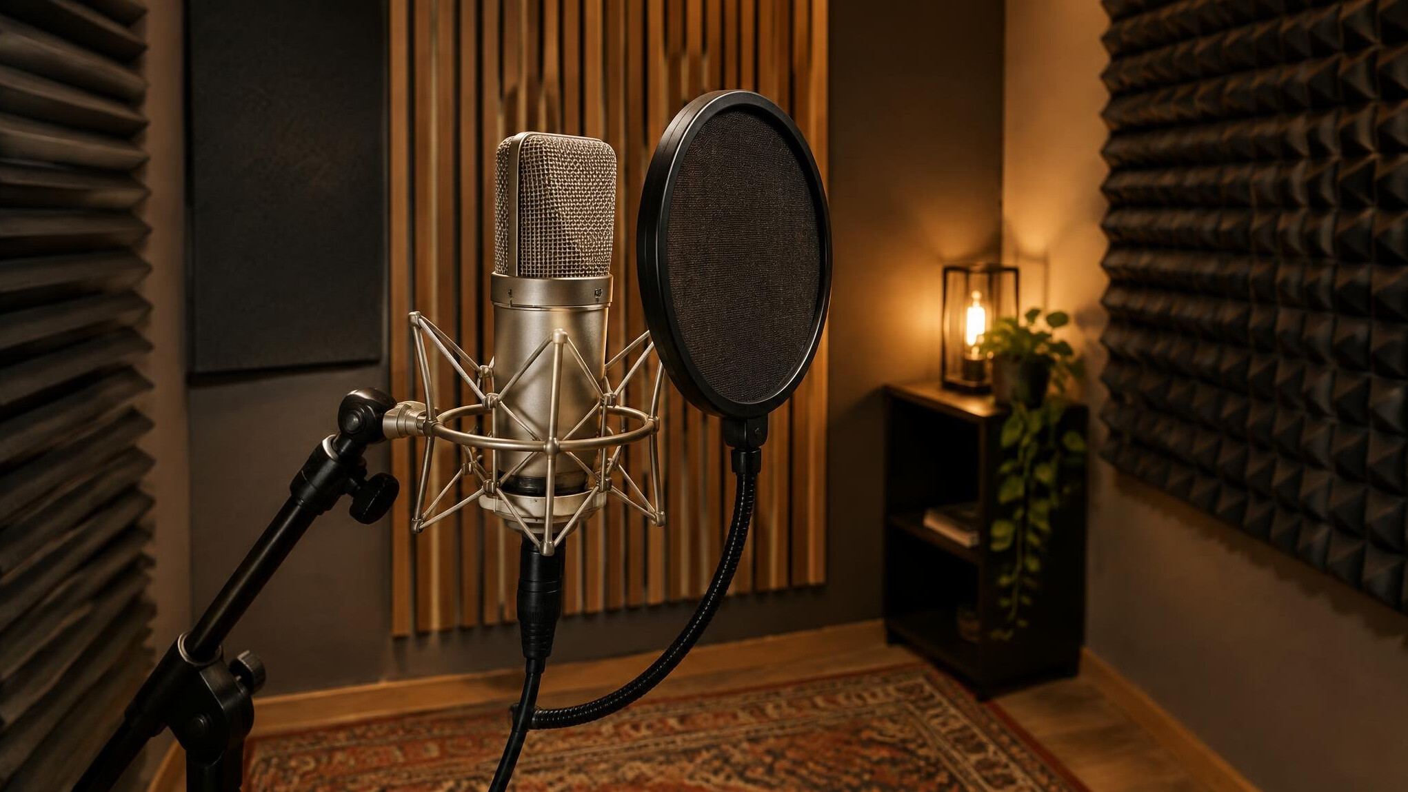 Studio microphone with pop filter