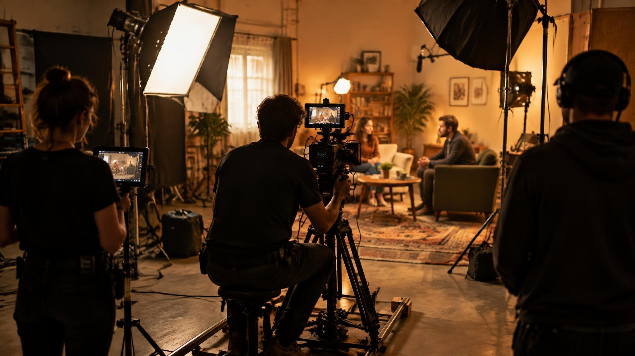Film crew on a production set